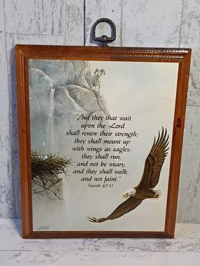 Vintage Brown and White Eagle Scripture Wall Art